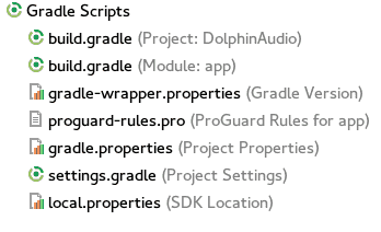 Listados de archivos Gradle en Android Studio