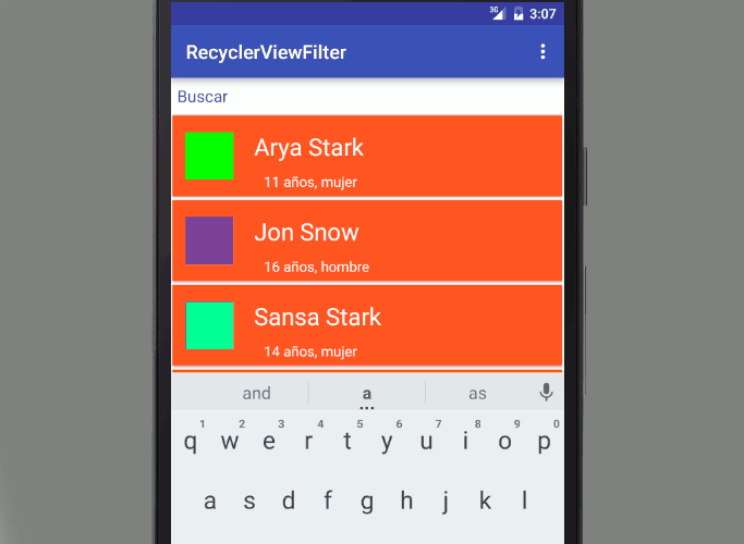 Creando un filtro para los RecycleView en Android Creando un filtro para los RecycleView en Android