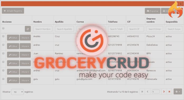 Creando nuestro CRUD con grocery CRUD y CodeIgniter 3 Creando nuestro CRUD con grocery CRUD y CodeIgniter 3