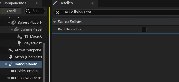 desactivar el Do Collision Test
