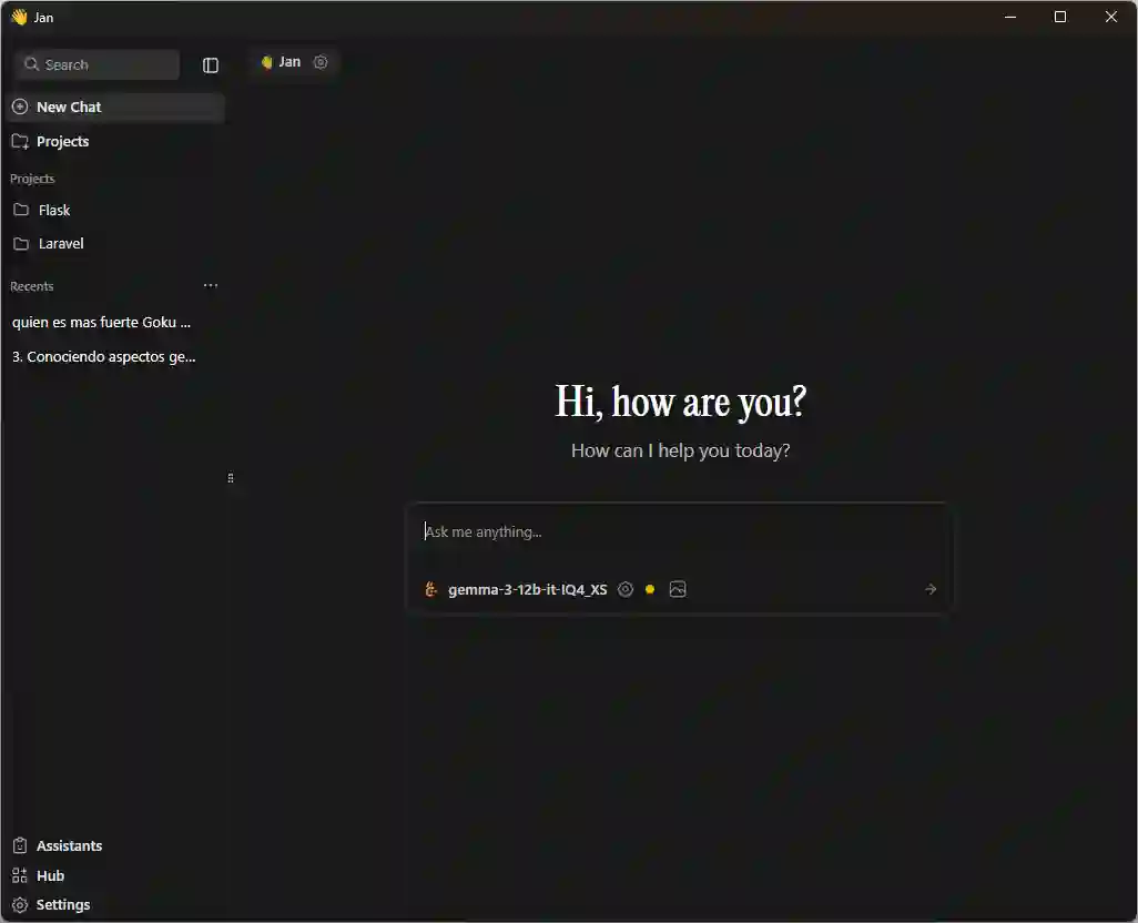 Chat para seleccionar y chatear con el LLM