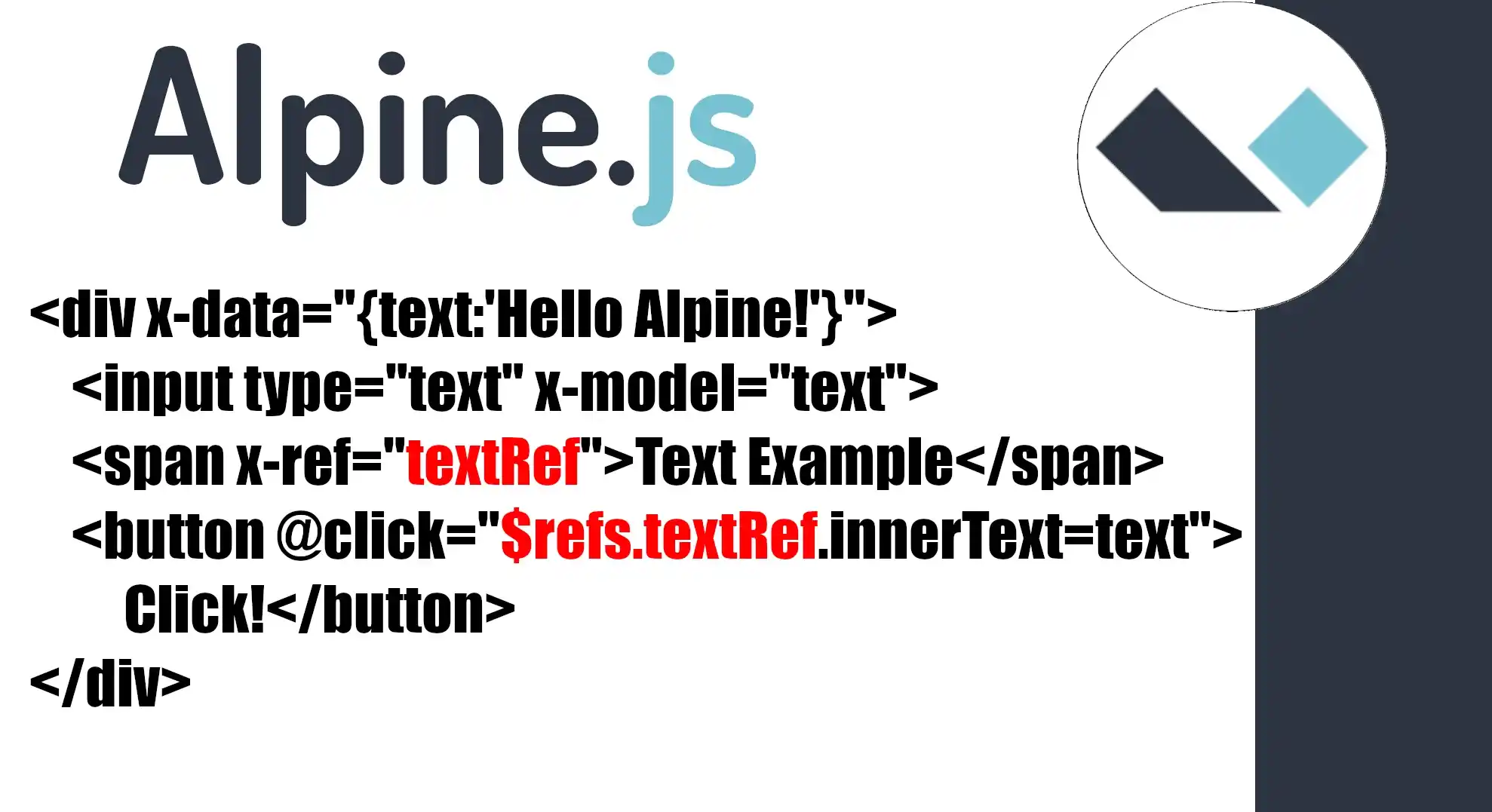 x-ref for creating HTML element references in Alpine.js