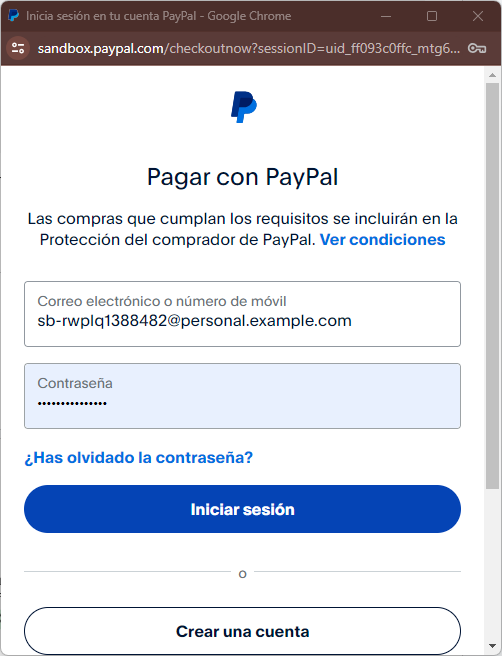 Credenciales de PayPal