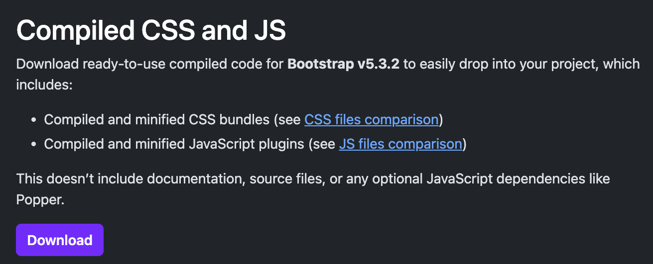 Bootstrap 5 download options