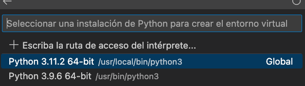 Select Python interpreter