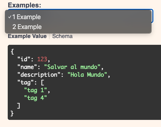 Example data from the list