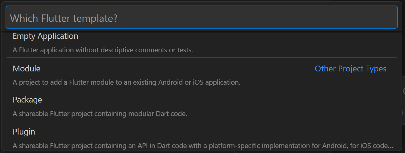 Select Flutter template