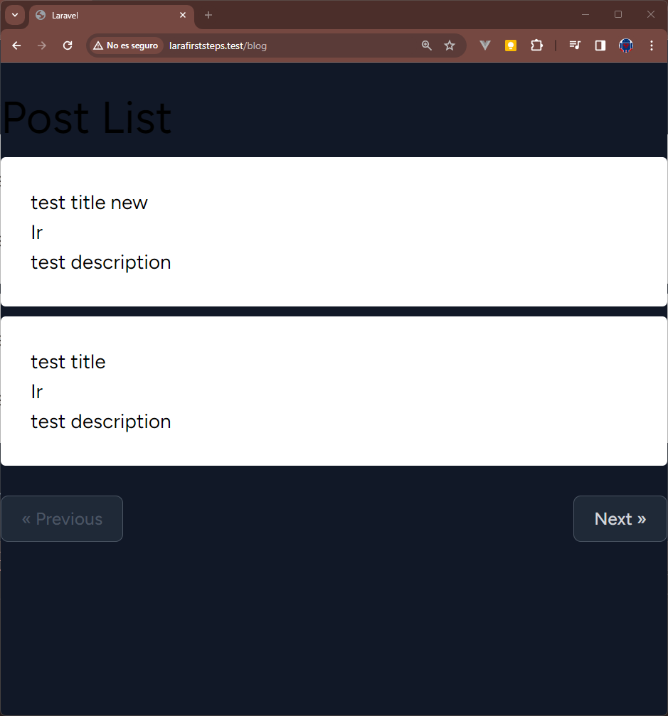 Listado de publicaciones y slot por defecto