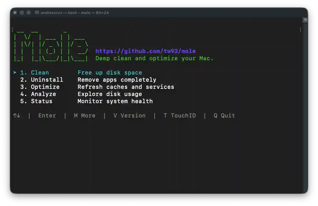 Mole, options