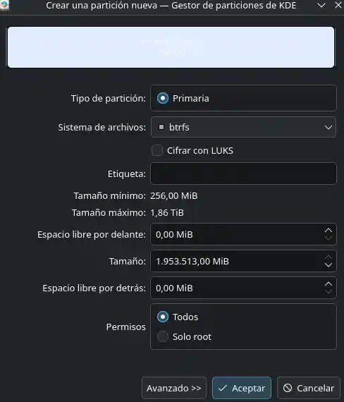 Montar discos desde Gestor de particiones de KDE
