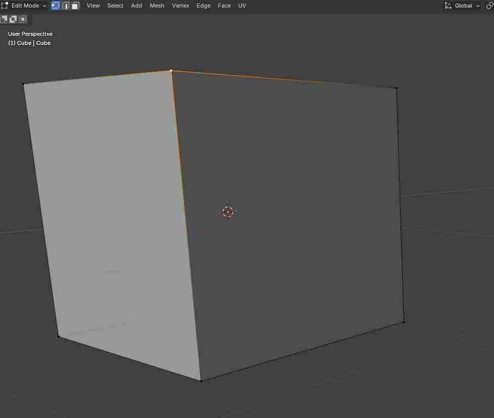 Vértice seleccionado en el cubo