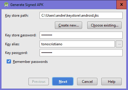 Generar Apk formulario