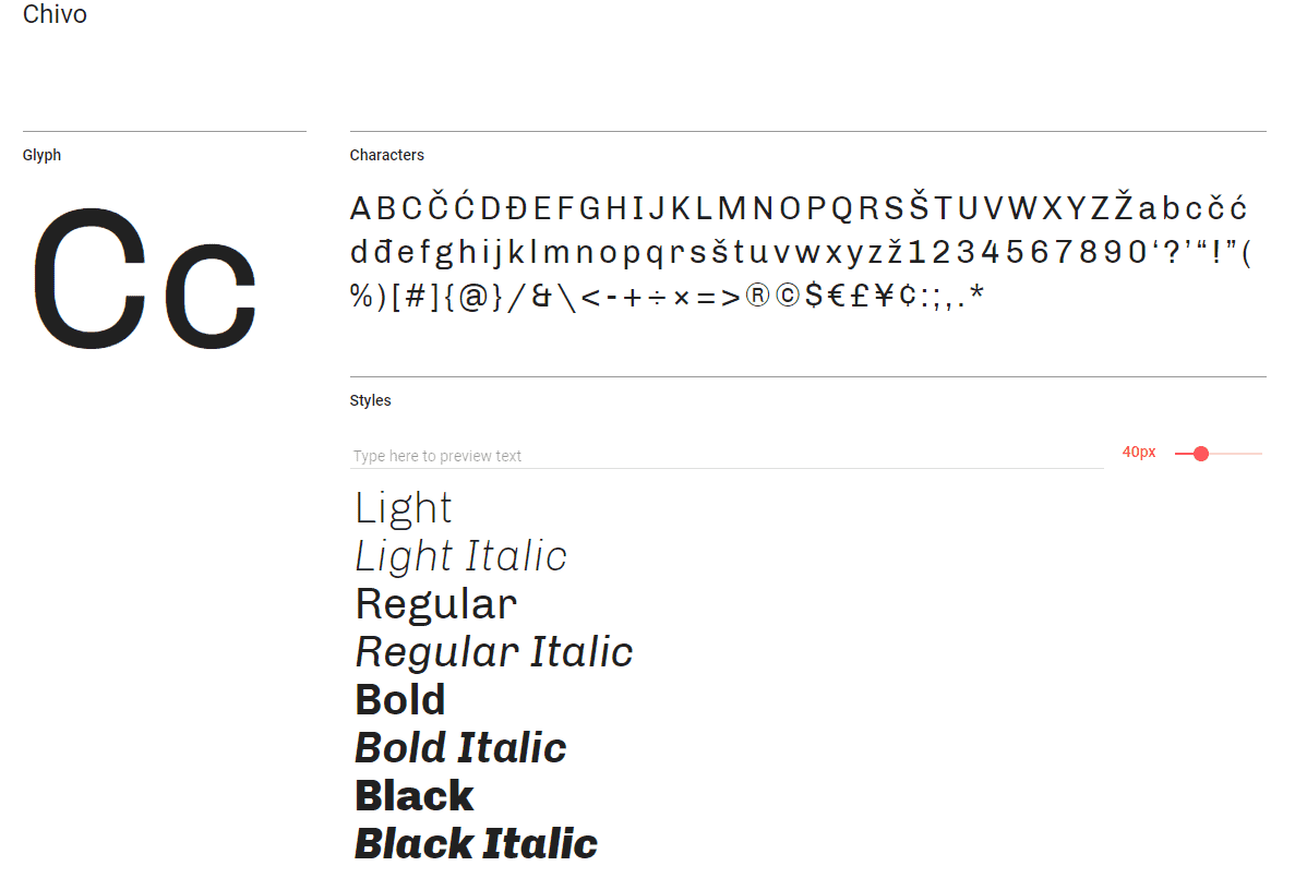 Fuente Chivo Google font Fuente Chivo Google font