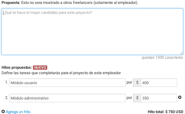 sistema de propuesta en freelancer