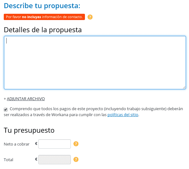 sistema de propuesta en workana
