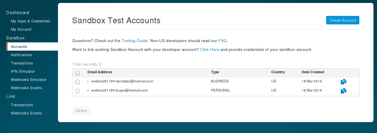 payPal cuentas