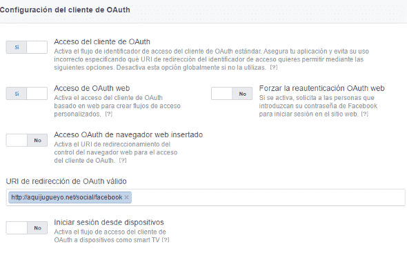 configuración oauth