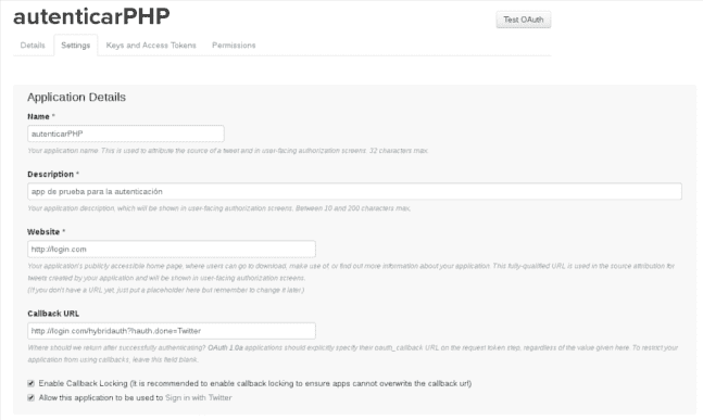Configurar lOgin Social en twitter