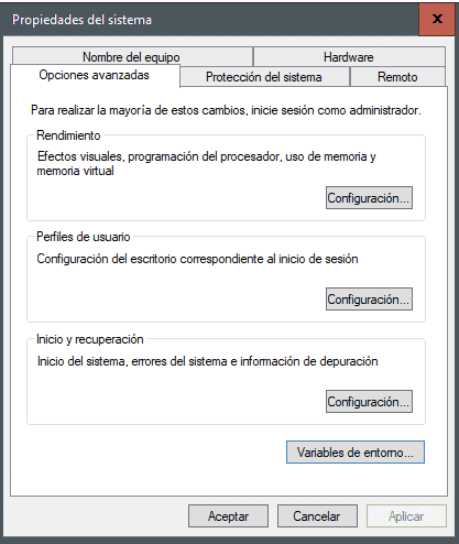 Propiedades del sistema