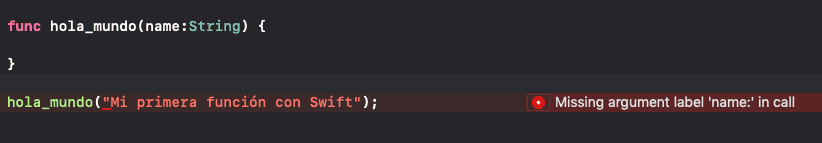 Error al invocar función Swift