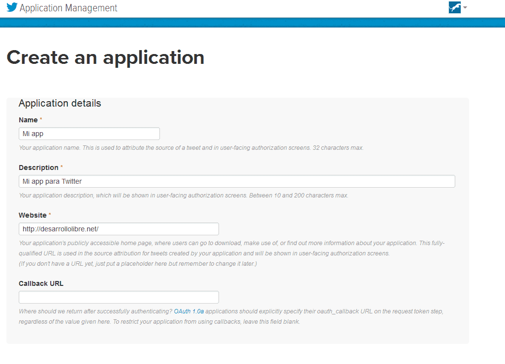 portal de desarrolladores de twitter - crear una aplicación portal de desarrolladores de twitter - crear una aplicación
