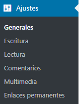 opción ajustes wordpress